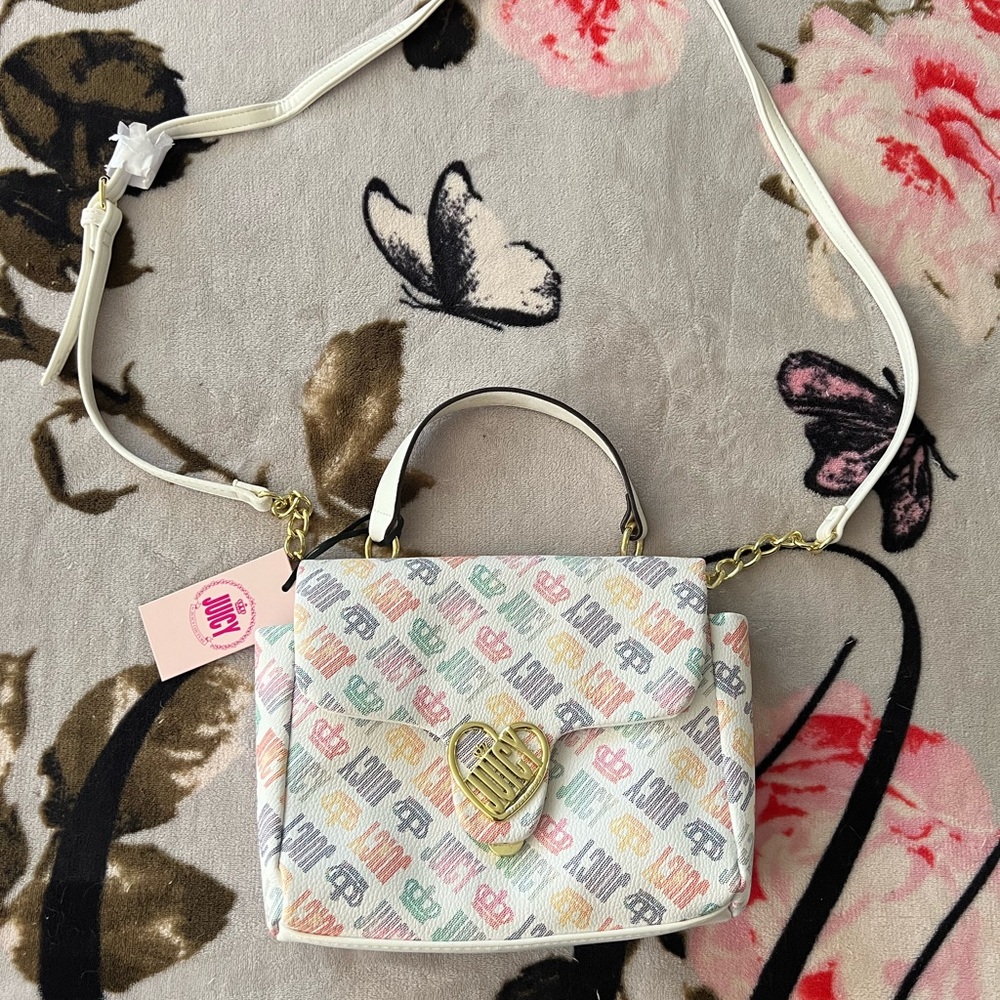 Juicy Couture Gold Crossbody Bag with Heart Embellishment